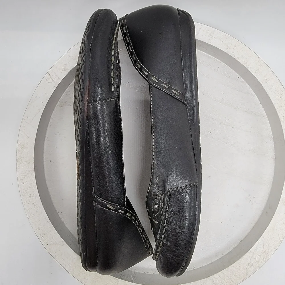 Earth Origins Shoes Womens Sz 6.5 Black Natalie2 Leather Slip-On Ballet Flats